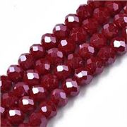 Glass Faceted Melon Strand Dark Red Lustre 3x2mm (approx 165 beads