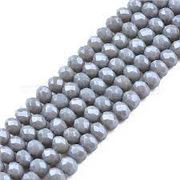Glass Faceted Melon Strand Dark Grey Lustre 3x2mm (approx 165 beads