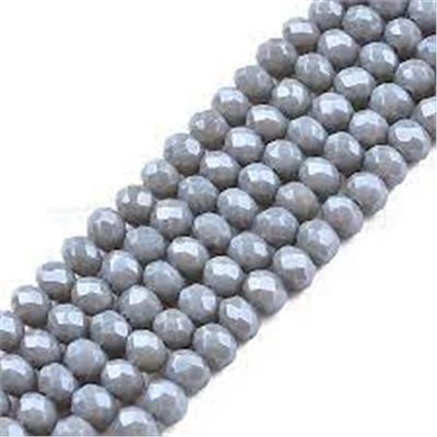 Glass Faceted Melon Strand Dark Grey Lustre 3x2mm (approx 165 beads