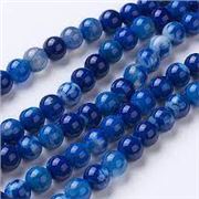 Semi Precious Round Strand Agate A Grade Dyed/Heated Blue 6mm (Approx 60 beads) ea