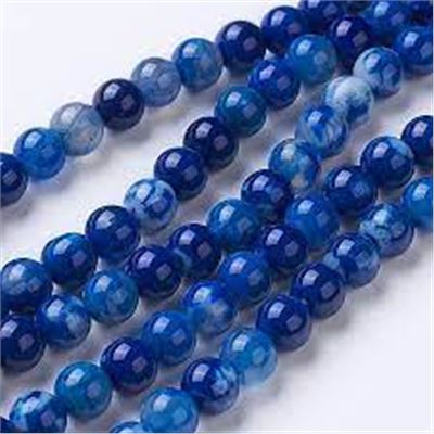 Semi Precious Round Strand Agate A Grade Dyed/Heated Blue 6mm (Approx 60 beads) ea