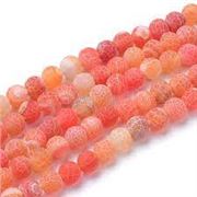 Semi Precious Round Strand Frosted Weathered Agate Dark Orange 6mm (Approx 60 beads) ea