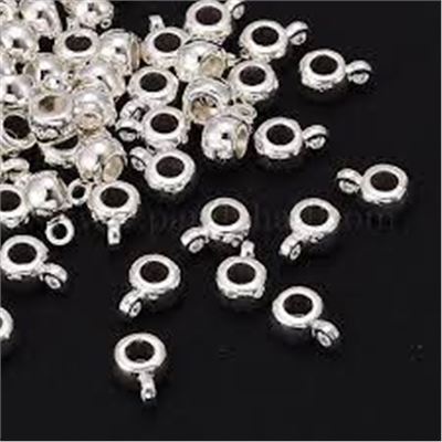 Bail Tibetan Style Round Silver 9x5.8mm. ID 3mm. Loop 1.5mm each