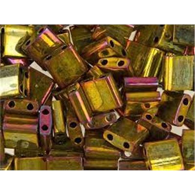 Tila Beads Metallic Gold Iris  5mm - Approx 8g Tube