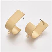 Earring Stud Matte Gold w/ Loop & Steel Pin. 25x10mm Loop 1.2mm Per Pair
