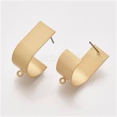 Earring Stud Matte Gold w/ Loop & Steel Pin. 25x10mm Loop 1.2mm Per Pair