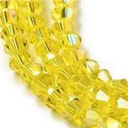 Glass Faceted Strand Bicone 3mm Yellow AB  (approx 120 beads)