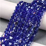 Glass Faceted Strand Bicone 3mm Dark Blue AB  (approx 120 beads)