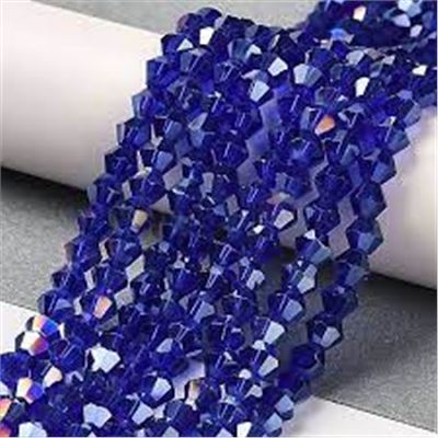 Glass Faceted Strand Bicone 3mm Dark Blue AB  (approx 120 beads)