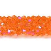 Glass Faceted Strand Bicone 3mm Orange AB (approx 120 beads)