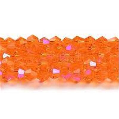 Glass Faceted Strand Bicone 3mm Orange AB (approx 120 beads)