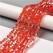 Glass Faceted Strand Bicone 3mm Red AB  (approx 120 beads)