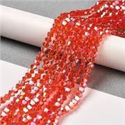 Glass Faceted Strand Bicone 3mm Red AB  (approx 120 beads)