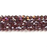 Glass Faceted Strand Bicone 3mm Amethyst AB  (approx 120 beads)