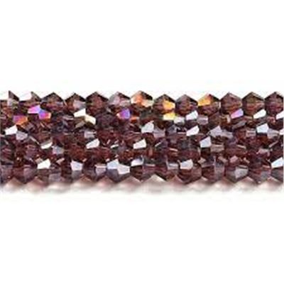Glass Faceted Strand Bicone 4mm Amethyst AB  (approx 90 beads)