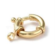 Clasp Bolt Ring and Tag 18K Gold Plate 13x20x5.5mm ea