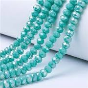 Glass Faceted Melon Strand Jade Green AB 3.5x3mm (approx 138 beads