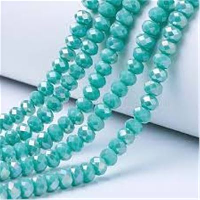 Glass Faceted Melon Strand Jade Green AB 3.5x3mm (approx 138 beads