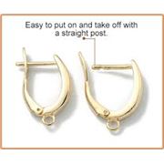 Brass Hoop w/ latchback closure, gold plated, 18.5x13x4mm Pin 1mm Per pair