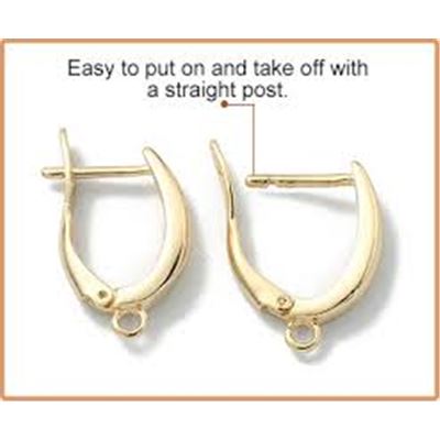 Brass Hoop w/ latchback closure, gold plated, 18.5x13x4mm Pin 1mm Per pair