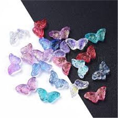 Butterfly Beads, Electroplate Glass Mixed Colours 14.5x8x3.5mm Hole 0.8mm Each