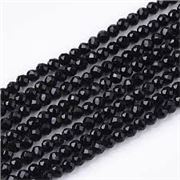 Glass Faceted Round Strand Jet Black 2mm (40cm Strand) ea