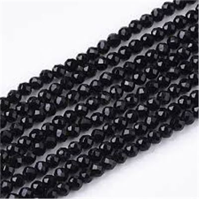 Glass Faceted Round Strand Jet Black 2mm (40cm Strand) ea