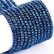 Glass Faceted Melon Strand Metallic Blue 2.5x2mm (approx 140 beads