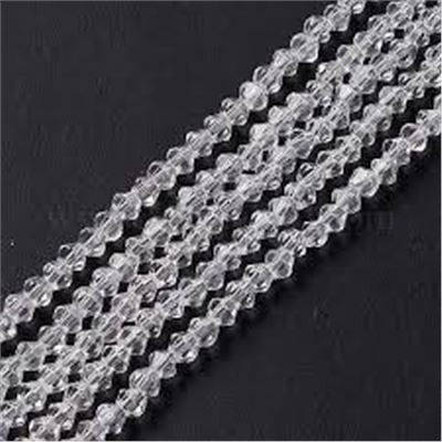 Glass Faceted Strand Bicone 3mm Crystal (approx 150 beads)