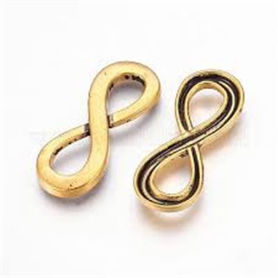 Infinity Connector Antique Gold 34x13x2mm. Lead, Nickel and Cadmium Free. Each