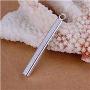 Cuboid Pendant Platinum Plated, Nickel Free Brass 30x2x2mm each