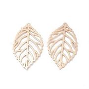 Hollow Leaf Light Gold Alloy 27.5x13.5x1.4mm Hole 1.2mm each