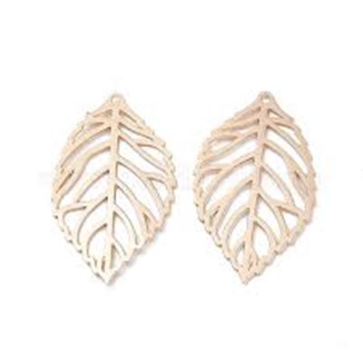 Hollow Leaf Light Gold Alloy 27.5x13.5x1.4mm Hole 1.2mm each
