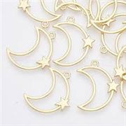 Moon and Star: Alloy Light Gold 25x19x2mm Hole 1.8mm each