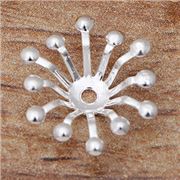 Flower Bead Cap Silver Plated Brass 13mm each