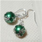 Christmas Bauble Earring Kit. 1 Pair Eden Green Swarovski Pearl.