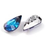 Embossed Rhinestone Teardrop Bermuda Blue 14x7x4mm Hole 1.2mm each