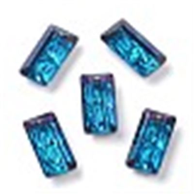 Embossed Rhinestone Rectangle Bermuda Blue 14x7x4mm Hole 1.5mm each