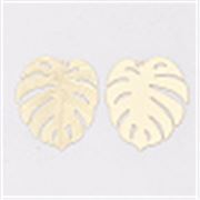 Tropical Leaf Etched:Gold Plated Brass: 29.5x25x0.3mm Hole 1.2mm