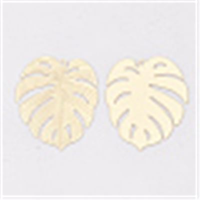 Tropical Leaf Etched:Gold Plated Brass: 29.5x25x0.3mm Hole 1.2mm