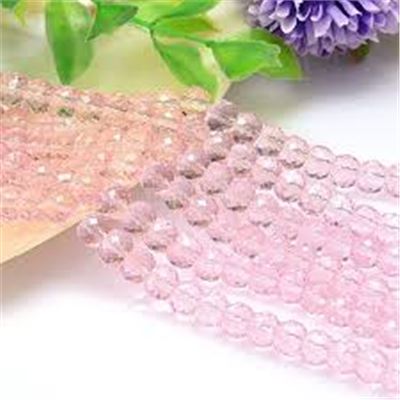 Faceted Round Crystal Pink 8mm Hole 1mm. Each
