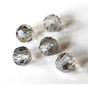 Faceted Round Crystal Silver Night 6mm Hole 1mm. Each