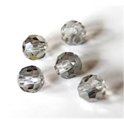 Faceted Round Crystal Silver Night 6mm Hole 1mm. Each