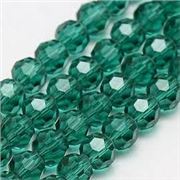 Faceted Round Crystal Emerald Green 10mm. Hole 1mm. Each