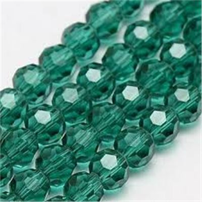 Faceted Round Crystal Emerald Green 10mm. Hole 1mm. Each