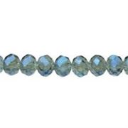 Glass Round Strand Faceted Trans. Turquoise AB 3mm (approx 100 beads)each