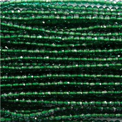 Glass Round Strand Faceted Emerald 2mm (approx 190 beads)each