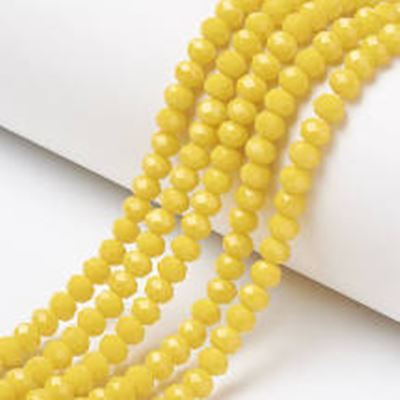 Glass Faceted Melon Strand Opaque Yellow 2x1.5mm (approx 150 beads