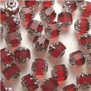 Antique Octagonal Silver Siam/Ruby Transparent 5mm ea