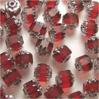 Antique Octagonal Silver Siam/Ruby Transparent 5mm ea